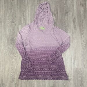Women’s XXL Earth Yoga Long Sleeve Hooded T-Shirt Organic Cotton Sustainable